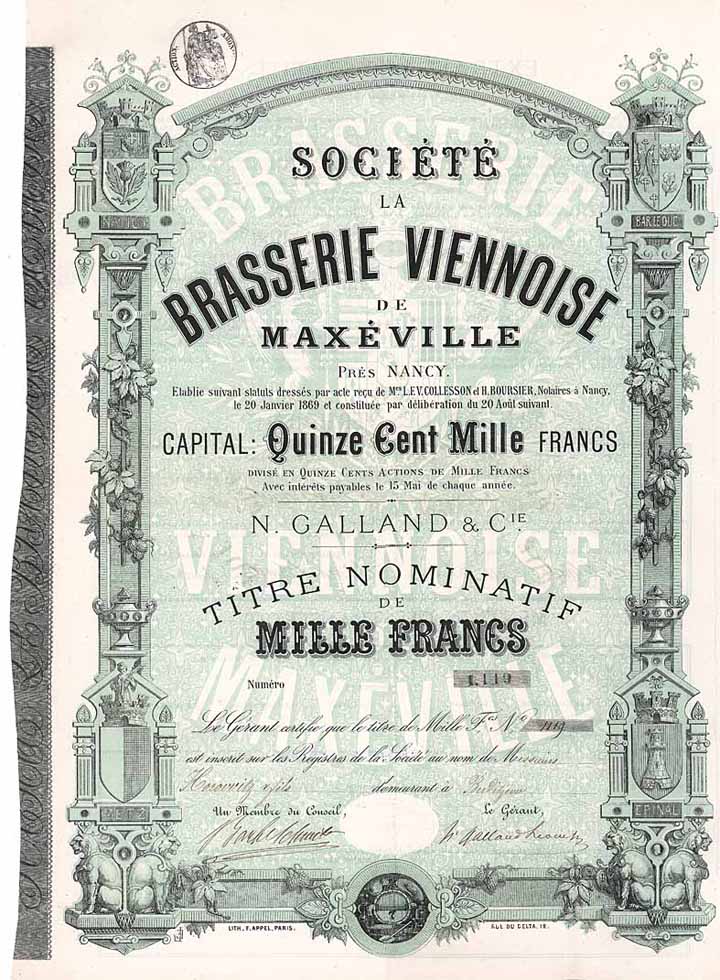 Soc. La Brasserie Viennoise de Maxéville N. Galland & Cie.