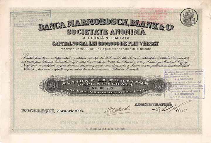 Banca Marmorosch, Blank & Co. S.A.