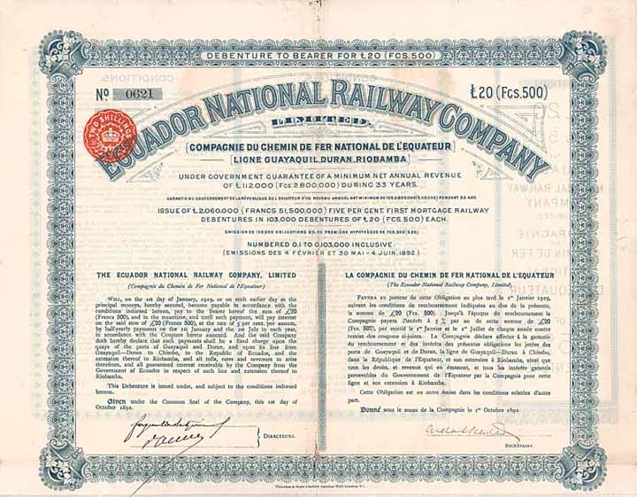 Ecuador National Railway (Cie. du Chemin de Fer National de l’Equateur)