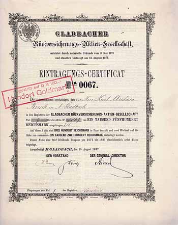 Gladbacher Rückversicherungs-AG (weißes Papier, ohne Stempel)