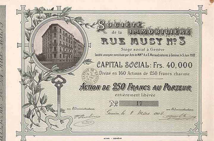 Soc. Immobilière Rue Musy No. 3