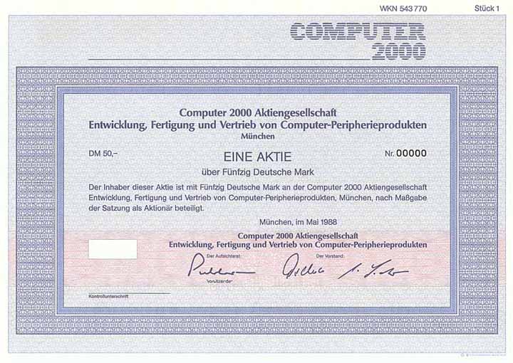 Computer 2000 AG Entwicklung, Fertigung und Vertrieb von Computer-Peripherieprodukten