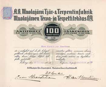 A.B. Muolajärvi Tjär- & Terpentinfabrik (Muolajärven Terva- ja Terpettitehdas Oy)