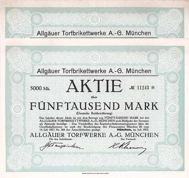 Allgäuer Torfbrikettwerke AG (2 Stücke)