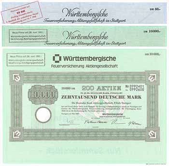 Württembergische Feuerversicherung AG (3 Stücke)