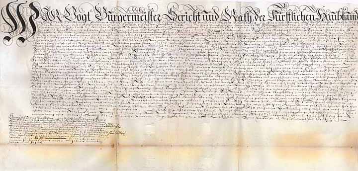 Wir Vogt, Bürgermeister, Gericht und Rath der fürstlichen Haubt- und Residenzstadt Stuttgardt