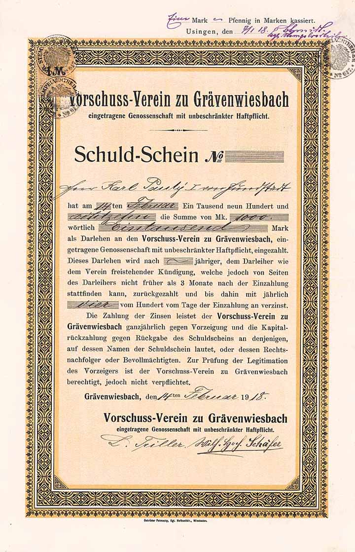 Vorschuss-Verein zu Grävenwiesbach eingetr. Genossenschaft m.unb.H.