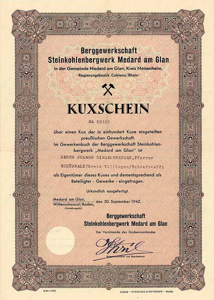 Berggewerkschaft Steinkohlenbergwerk Medard am Glan