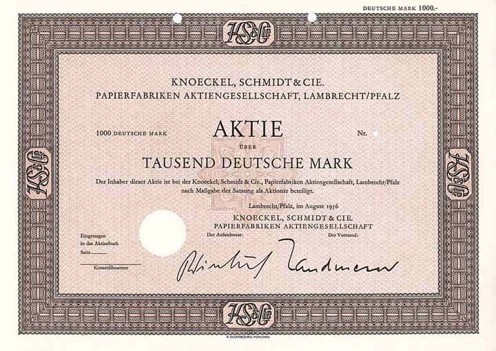 Knoeckel, Schmidt & Cie. Papierfabriken AG