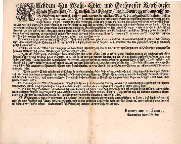 Wohl-Edler und Hochweiser Rath dieser Stadt Franckfurt