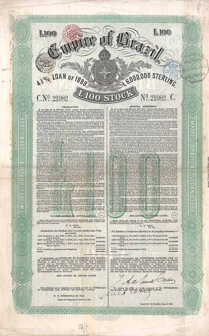 Empire of Brazil 4 1/2 % Loan of 1888