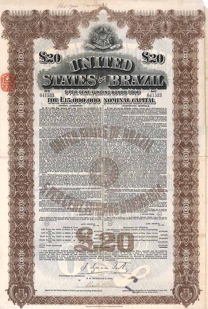 United States of Brazil 5 % Funding Bonds (1914)