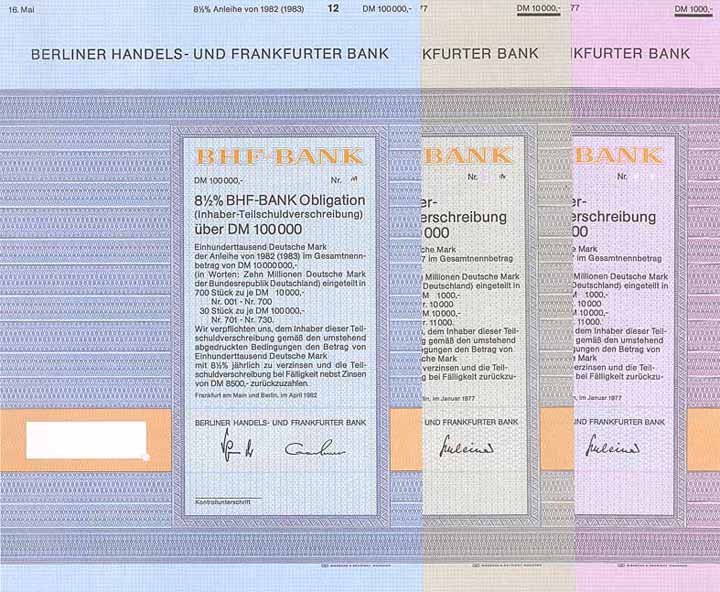 BHF-Bank Berliner Handels- und Frankfurter Bank (29 Stücke)