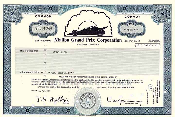 Malibu Grand Prix Corp.