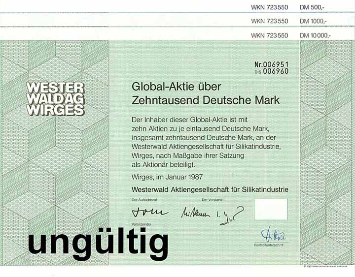 Westerwald AG für Silikatindustrie (3 Stücke)