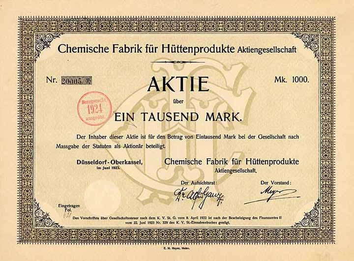 Chemische Fabrik für Hüttenprodukte AG