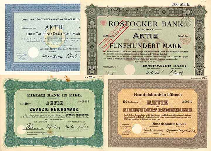 Schleswig-Holstein und Mecklenburg-Vorpommern - Banken-Konvolut 12 Stücke)