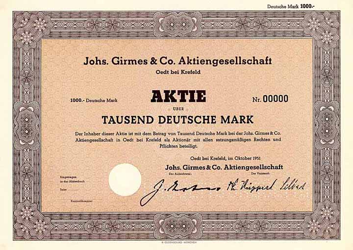 Johs. Girmes & Co. AG AG