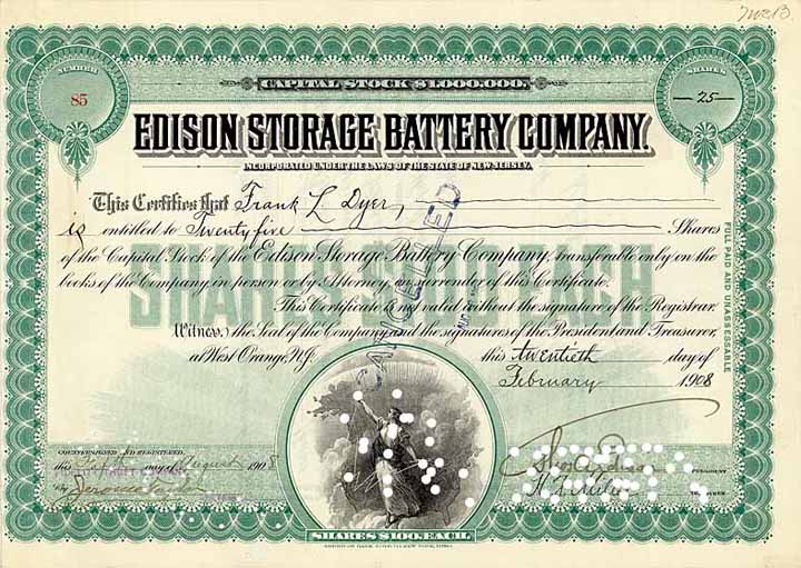 Edison Storage Battery Co. (OU Thomas A. Edison)