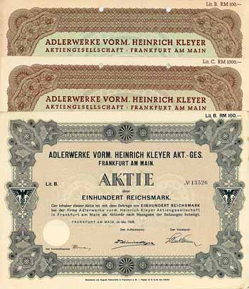 Adlerwerke vorm. Heinrich Kleyer AG (3 Stücke)