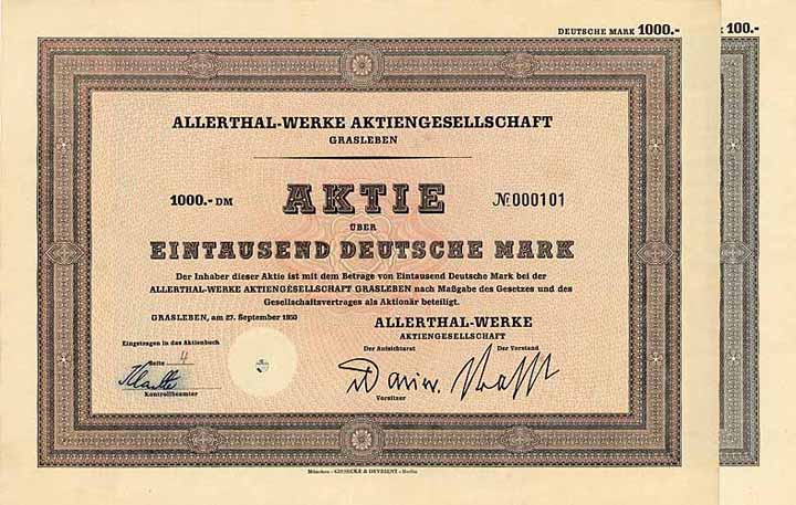 Allerthal-Werke AG (2 Stücke)