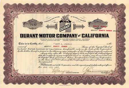 Durant Motor Company of California