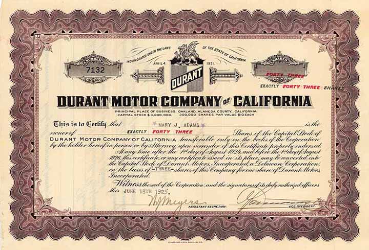 Durant Motor Company of California