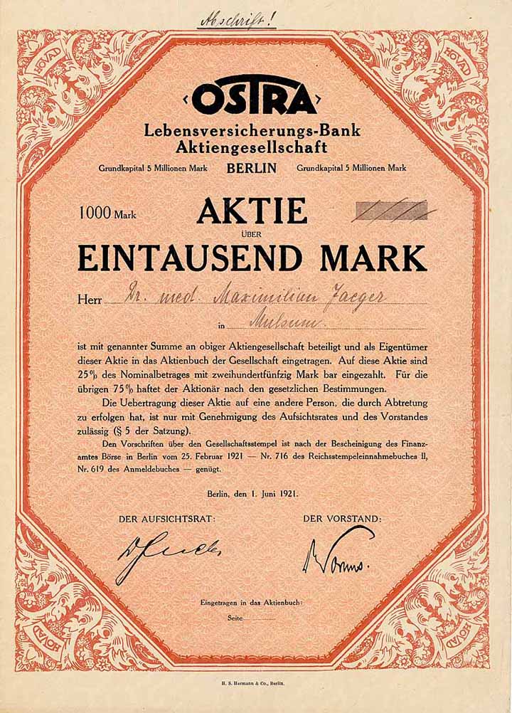 „OSTRA“ Lebensversicherungs-Bank AG