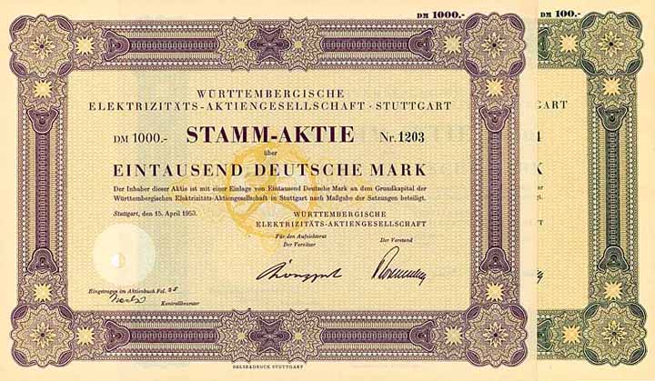 Württembergische Elektrizitäts-AG (2 Stücke)