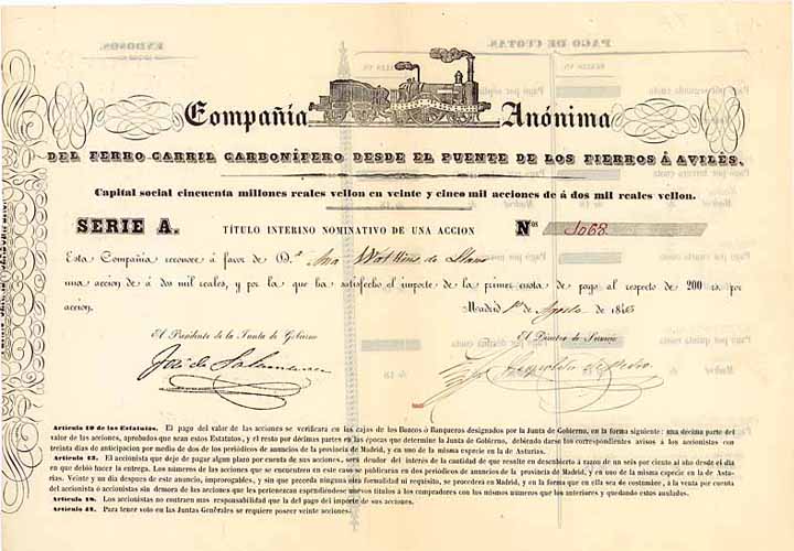 Cia. Anónima del Ferro-Carril Carbonífero desde El Puente de Los Fierros á Avilés
