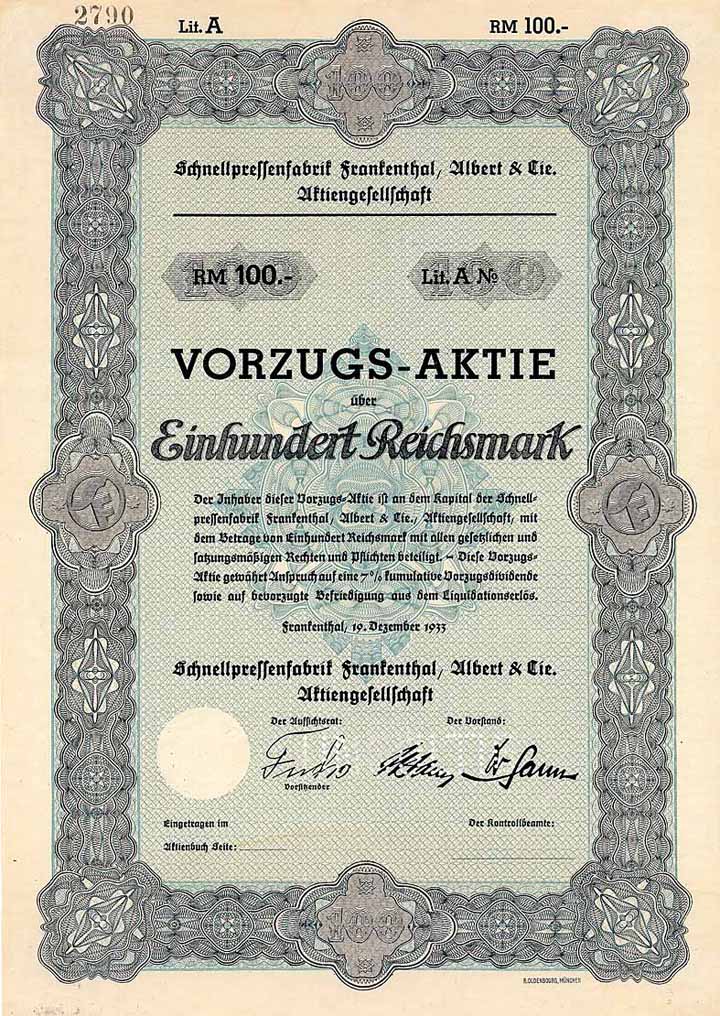 Schnellpressenfabrik Frankenthal Albert & Cie. AG