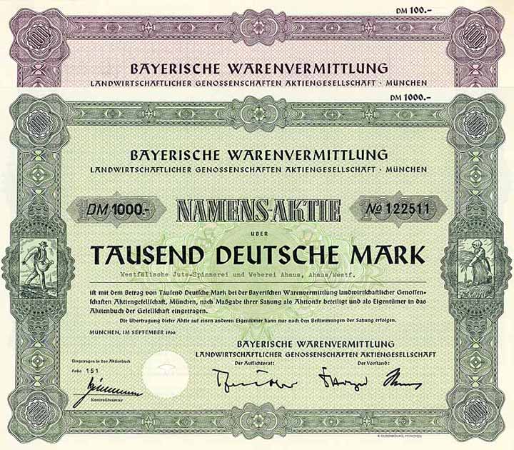 Bayerische Warenvermittlung Landwirtschaftlicher Genossenschaften AG (8 Stücke)