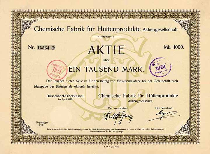 Chemische Fabrik für Hüttenprodukte AG