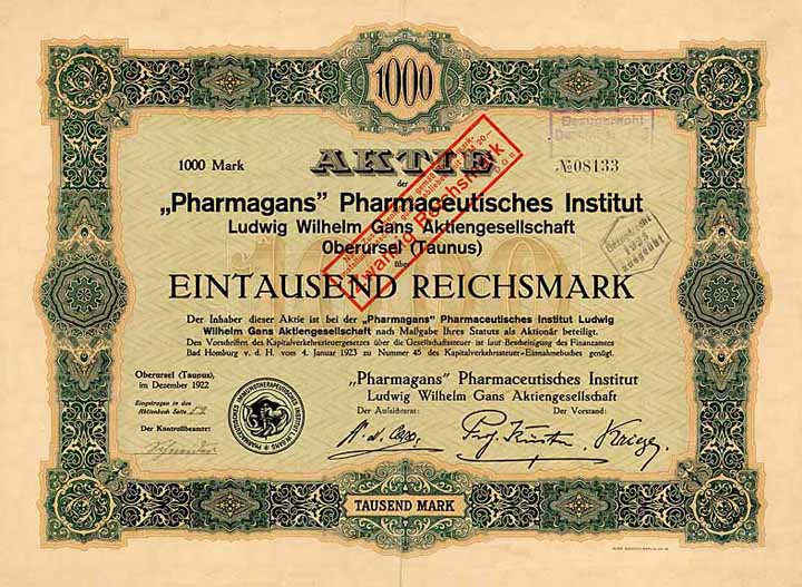 "Pharmagans" Pharmaceutisches Institut Ludwig Wilhelm Gans AG