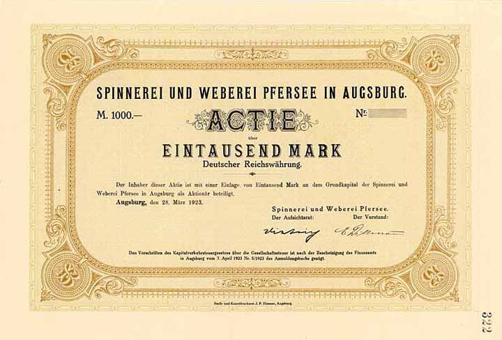 Spinnerei und Weberei Pfersee