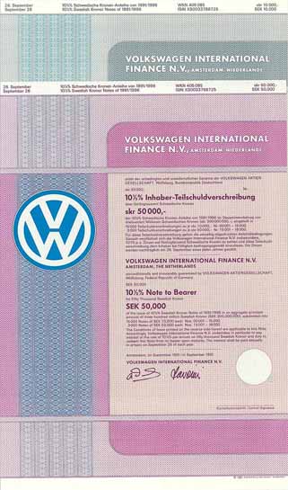 Volkswagen International Finance N.V. (2 Stücke)