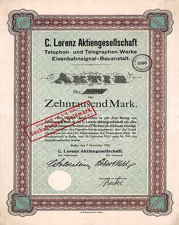 C. Lorenz AG Telephon- und Telegraphen-Werke Eisenbahnsignal-Bauanstalt
