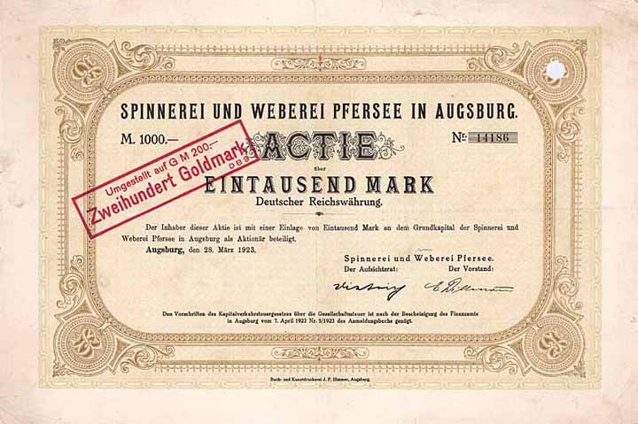 Spinnerei und Weberei Pfersee