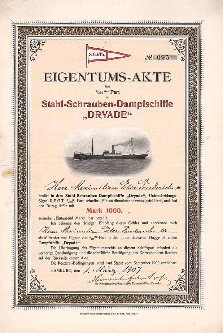 Stahl-Schrauben-Dampfschiff "Dryade"