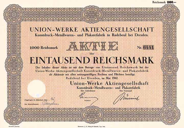 Union-Werke AG Kunstdruck-Metallwaren- und Plakatefabrik