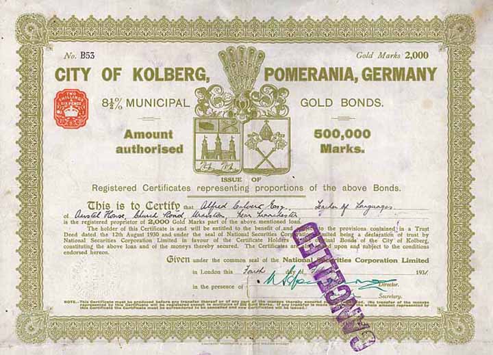 Kolberg (City of Kolberg, Pomerania)