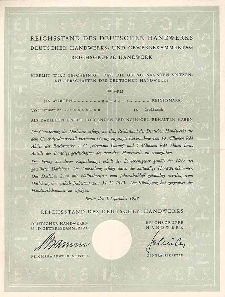 Reichsstand des Deutschen Handwerks (Reichswerke AG “Hermann Göring”)