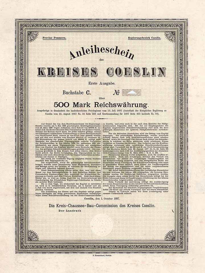 Kreis-Chaussee-Bau-Commision des Kreises Coeslin