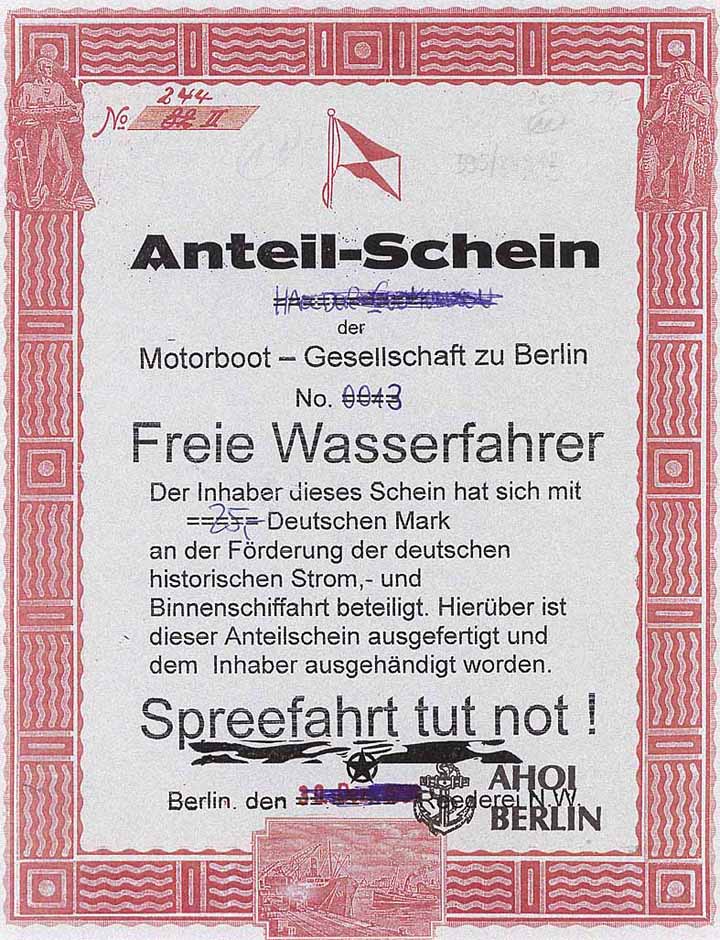 Motorboot-Gesellschaft Freie Wasserfahrer