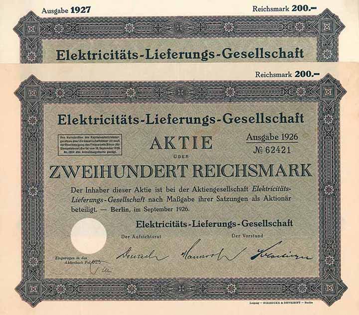 Elektricitäts-Lieferungs-Gesellschaft (7 Stücke)