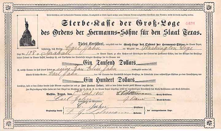 Gross-Loge des Ordens der Hermanns-Söhne für den Staat Texas