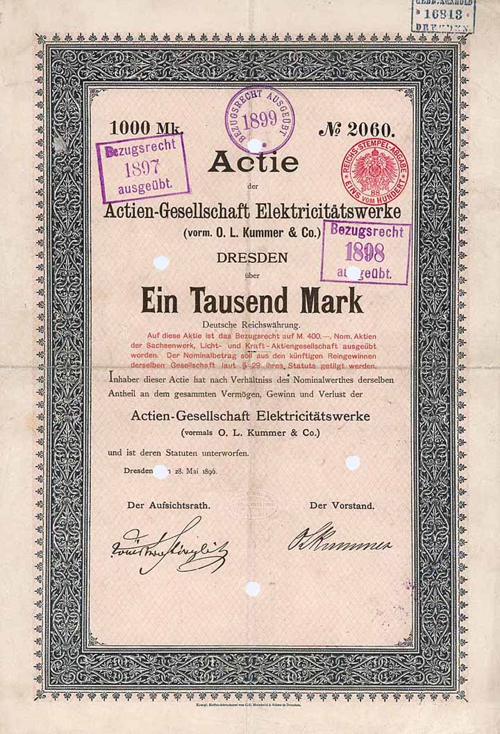 AG Elektricitätswerke (vorm. O. L. Kummer & Co.)