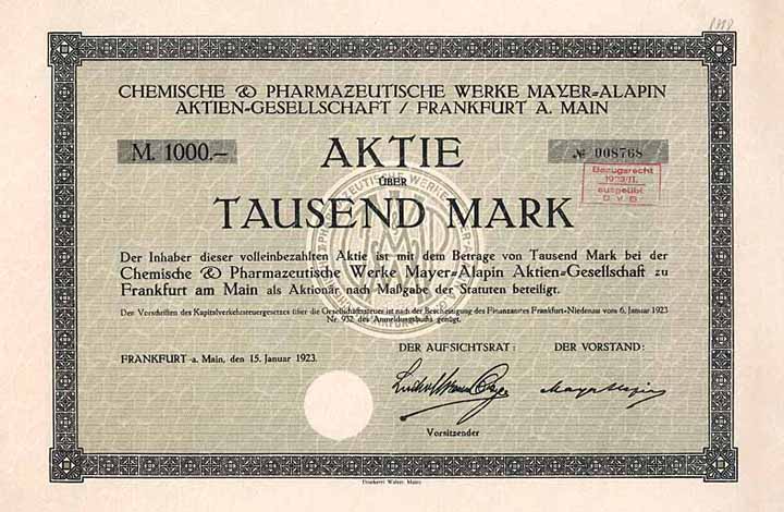 Chemische & pharmazeutische Werke Mayer-Alapin AG