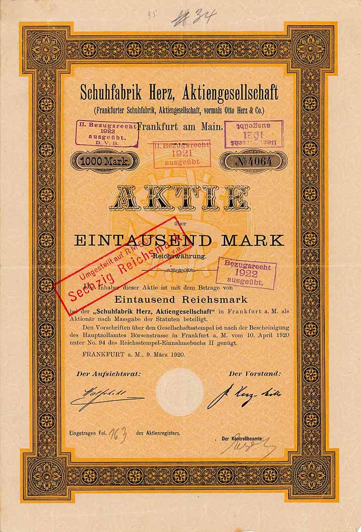 Schuhfabrik Herz AG (Frankfurter Schuhfabrik AG vormals Otto Herz & Co.)
