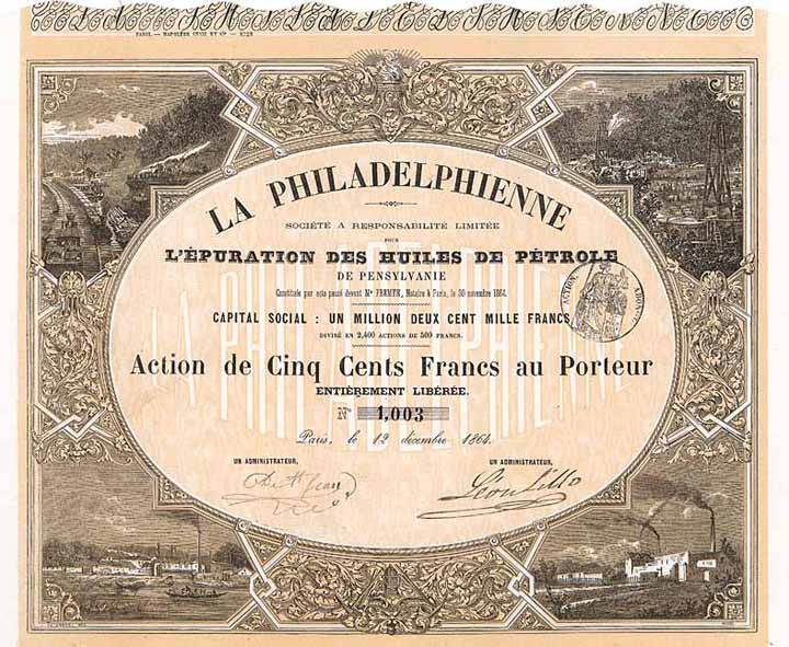 La Philadelphienne Soc. a Responsabilite Limitee L’Epuration des Huiles de Petrole de Pensylvanie